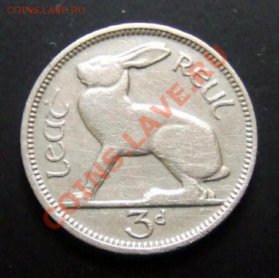 ИРЛАНДИЯ 3 пенса (1942) Заяц-беляк до 11.09. (22.00) - Ирландия 3 пенса (1942) Заяц Р