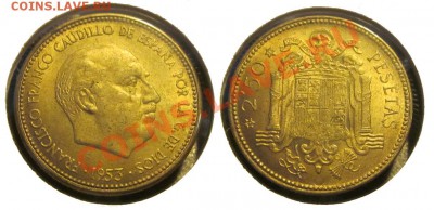 ИСПАНИЯ 2,5 песеты в UNC (великолепная)_ до 11.09  22-00 Мск - Испания 2,5 Ptas