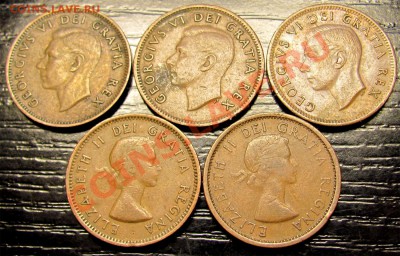Q88 Подборка 1¢ Канада 5 шт. 1950-51-52-53-55 18.09 в 22°° - Q88 1c 5 pcs_2