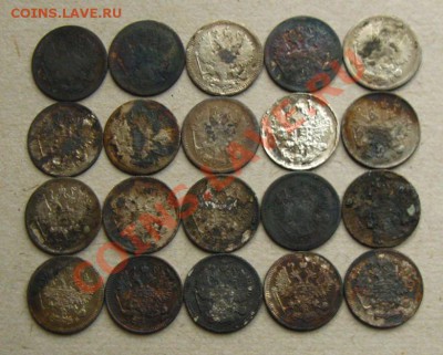 Лот нечищенного серебра 10 коп.(20шт)1897-1912гг.до 17.09.12 - z 014a