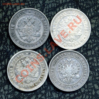 Русская Финляндия 1, 5, 10, 25 пенни, 1, 2 марки. - img312