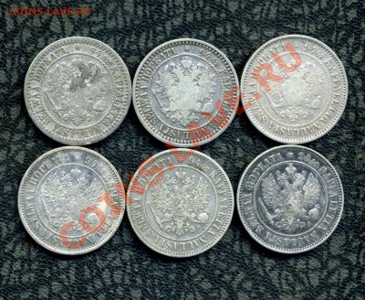 Русская Финляндия 1, 5, 10, 25 пенни, 1, 2 марки. - img314