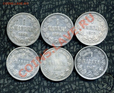 Русская Финляндия 1, 5, 10, 25 пенни, 1, 2 марки. - img313