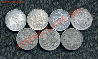 Русская Финляндия 1, 5, 10, 25 пенни, 1, 2 марки. - img316