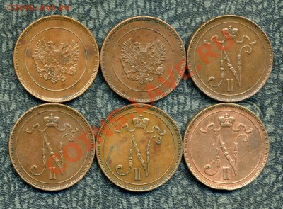 Русская Финляндия 1, 5, 10, 25 пенни, 1, 2 марки. - img318