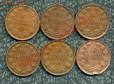 Русская Финляндия 1, 5, 10, 25 пенни, 1, 2 марки. - img317
