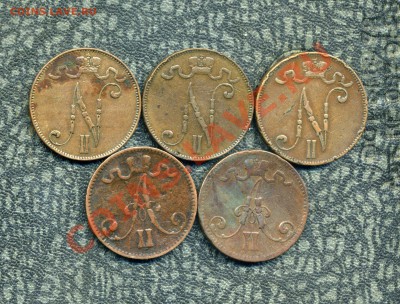 Русская Финляндия 1, 5, 10, 25 пенни, 1, 2 марки. - img325