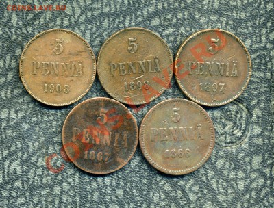 Русская Финляндия 1, 5, 10, 25 пенни, 1, 2 марки. - img324
