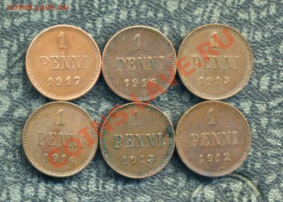 Русская Финляндия 1, 5, 10, 25 пенни, 1, 2 марки. - img326