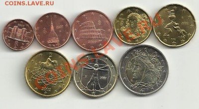 Наборы и просто 2-х еврики на оценку - регулярка евро Италия - разногодки