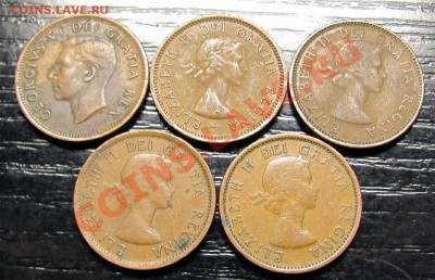 T17 Канада подборка 1¢ 5 шт. 1950-53-54-55-57 03.10 в 22°° - T17 Canada 1c 5 pcs_1