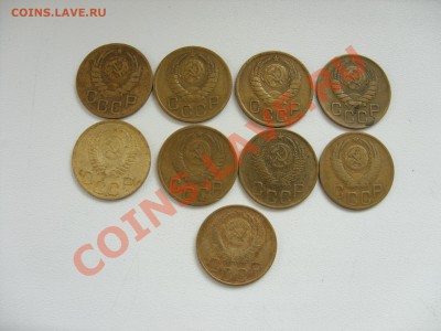 3 копейки 1946-1953 (9 шт). До 03.10.2012 в 23:59 по МСК - 3 копейки 1946-53 - 2