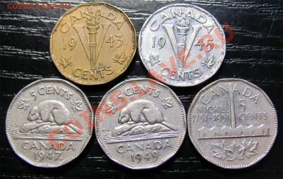 T31 Канада подборка 5¢*5 шт 1943-45-47-49-51 до 05.10 в 22°° - T31 Canada 5c 5 pcs_2