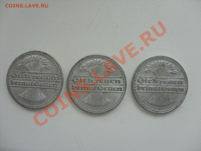 50 пфеннигов.Германия. 1919A; 1920G,J; 1921G,F,J; 1922A,G,J. - 50 пф 1920-21-22 A - 2