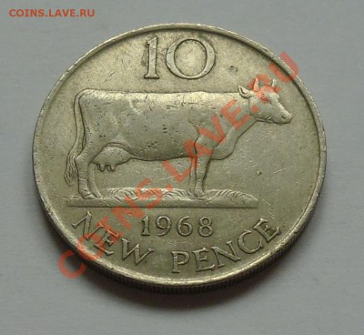 ГЕРНСИ - 10 пенсов 1968 - Корова - до 9 ОКТЯБРЯ - 602