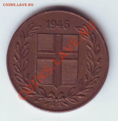 Исландия.5 Аурар. 1946.UNC. до 12.10 в 22.00 Мск - 5 аурар 2