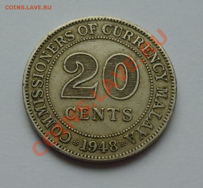 БРИТАНСКАЯ МАЛАЙЯ - 20 центов 1948 - до 13 ОКТЯБРЯ - 802