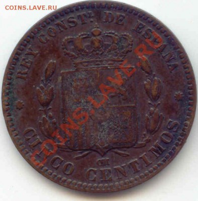 Испания 5 Centimo 1879  до 10.10.12г.  21-00(мск) - Spain_5Cent_1879_2