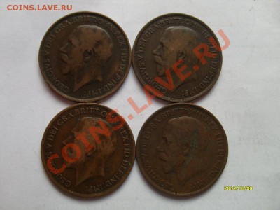 Англия!Георг 5. 4 монет по 1 пенни - Георг 5 харя.JPG