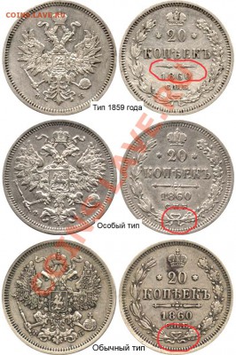 20 копеек 1860 год - 20 копеек 1860 - фото монет
