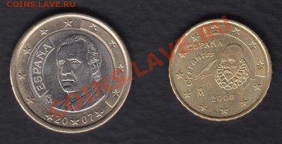 Испания 1 евро 2007 и 10 центов 2008 до 16.10.2012 22-00 - евро а