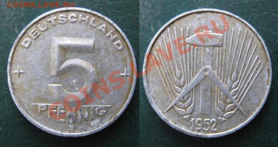Разная инострань - 323 4 ГДР 5 пф 1952 Е