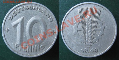 Разная инострань - 324 4 ГДР 10 пф 1949 А
