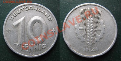 Разная инострань - 324 3 ГДР 10 пф 1948 А