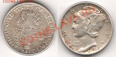 монеты США (вроде как небольшой каталог всех монет США) - dime1939