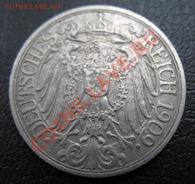 1909 г, Германия, 25 пф, F, до 23.10 в 21-00 мск - 25 09 а