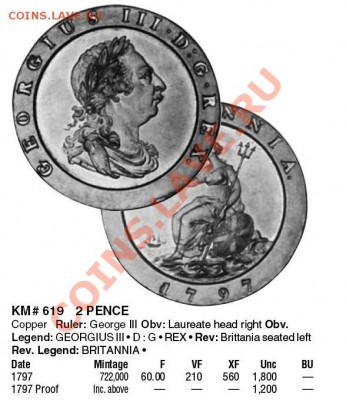 Великобритания: 2 пенса! колесо 1797 Георг 3 до 24.10 22-00 - 2 пенса 1797-каталог.JPG