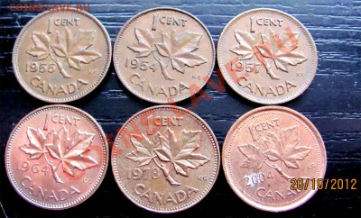 T84 Канада подборка 1¢ 6 шт 1954-55-57-64-78-04 26.10 в 22°° - T84 1c 6 PCS_1