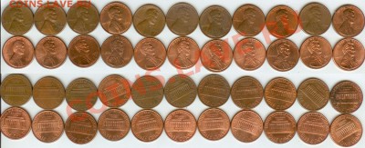 1 цент США- 22 шт. 1959-2008г.г. до 12.00. мск 28.10. - 1 цент США