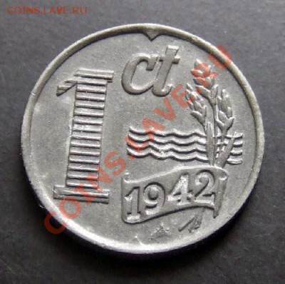 НИДЕРЛАНДЫ 1 цент (1942) цинк до 25.10 (22.00) - Нидерланды 1 цент (1942) Р