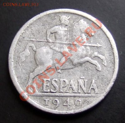 ИСПАНИЯ 10 сентимо (1940) Конкистадор до 25.10 (22.00) - Испания 10 сентимо (1940) Р