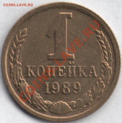 1 копейка 1989 года (2 шт.) Неполный раскол, близнецы. - Брак 2.2