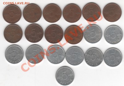 36 монет Финлянлии до 27.10.12 - 5 пенни