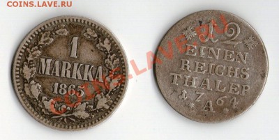 12 талера 1764г А и 1 марка 1865г,2к 1757г перечекан с обл - 7