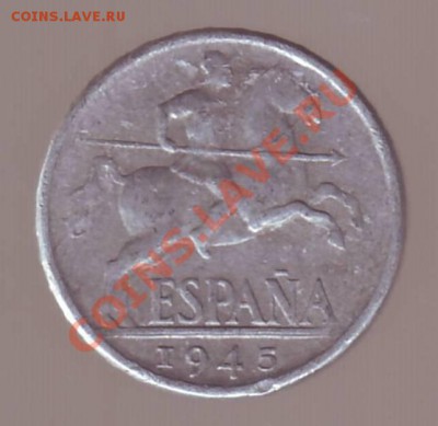 ИСПАНИЯ.10 СЕНТИМО.КОНКИСТАДОР. 1945.до 31.10.12в22.00мск - испания 10 сентимо 1945 2.JPG