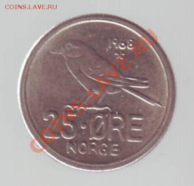 НОРВЕГИЯ.25 ОРЕ.1968г.ПТИЦА.до 05.11.12 в 22.00мск - Норвегия  25 оре1968 1.JPG