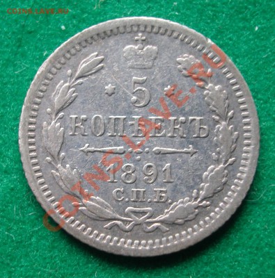 5 копеек 1891г СПБ АГ  серебро  до  06.11.2012  в  22-00 МСК - реверс
