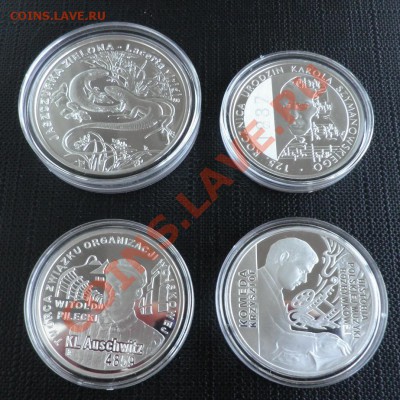 Польша, 4 серебренные монеты - Poland.10and20zl.various