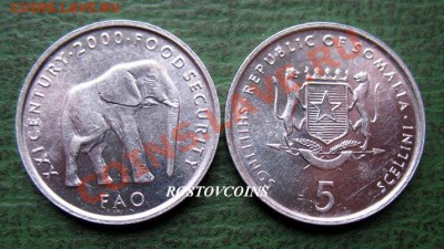  прайс на 24 марта 2013 г. - 59 СОМАЛИ 5 шиллингов 2000 г. -  СЛОН - FAO - UNC = 30 руб. (от 10 шт. по 27 руб.).JPG