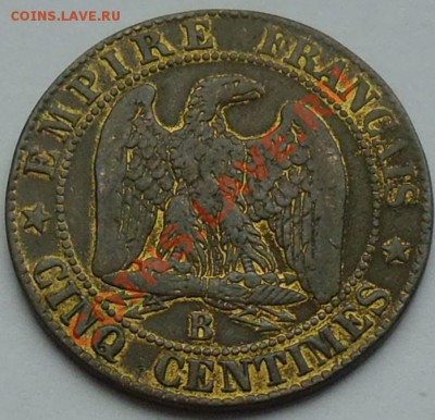 ФРАНЦИЯ - 5 сантимов 1854 B - до 12 НОЯБРЯ - 750