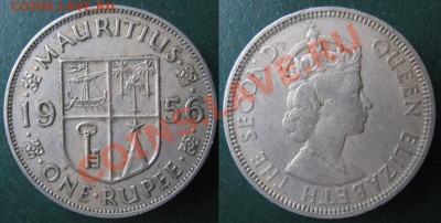 Разная инострань - 330 2 Брит Маврикий 1 рупия 1956