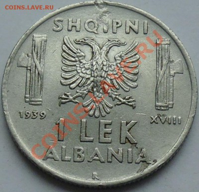 АЛБАНИЯ - 1 лек 1939 - Итальянская оккупация - до 17 НОЯБРЯ - 963