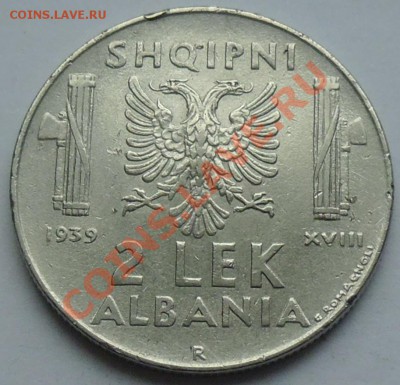 АЛБАНИЯ - 2 лек 1939 - Итальянская оккупация - до 17 НОЯБРЯ - 961