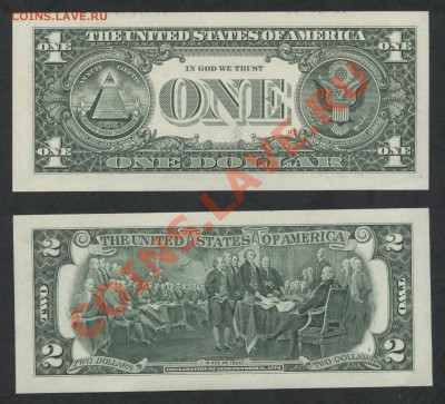 1$ и 2$ США, UNC.Банкноты замещения до 22-00 мск 18.11.12г - 1и 2 $ замещение В 2009 реверс