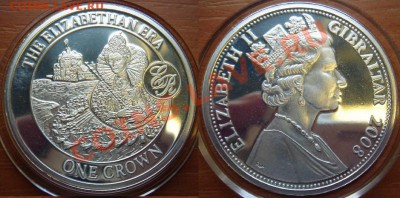 Гибралтар: Ag-925 ПРУФ Крона 2009 Эра Елизаветы 21.11 22-0 - Гибралтар крона 2008-2.JPG