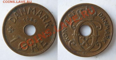 Разная инострань - 331 3 Дания 1 эре 1935